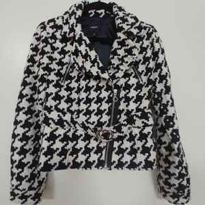 Express Houndstooth Belted Jacket